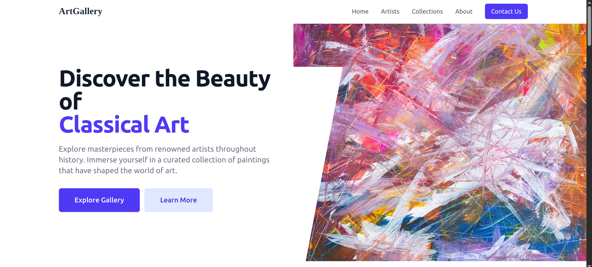 Artist Online Gallery Website Demo